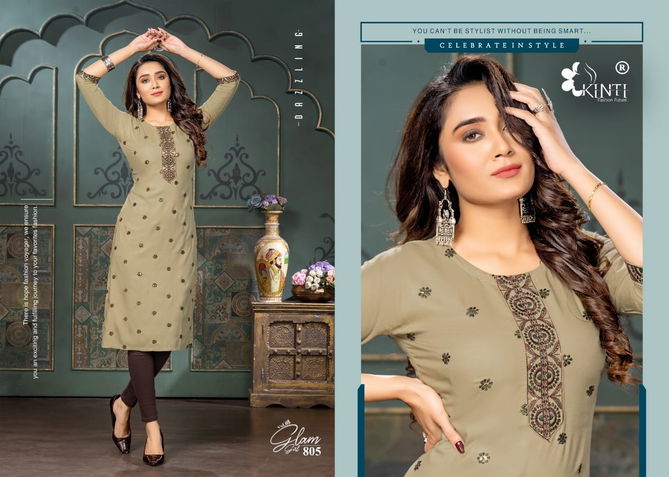 Kinti Glam Girl 8 Embroidery Straight Cut Wholesale Kurtis